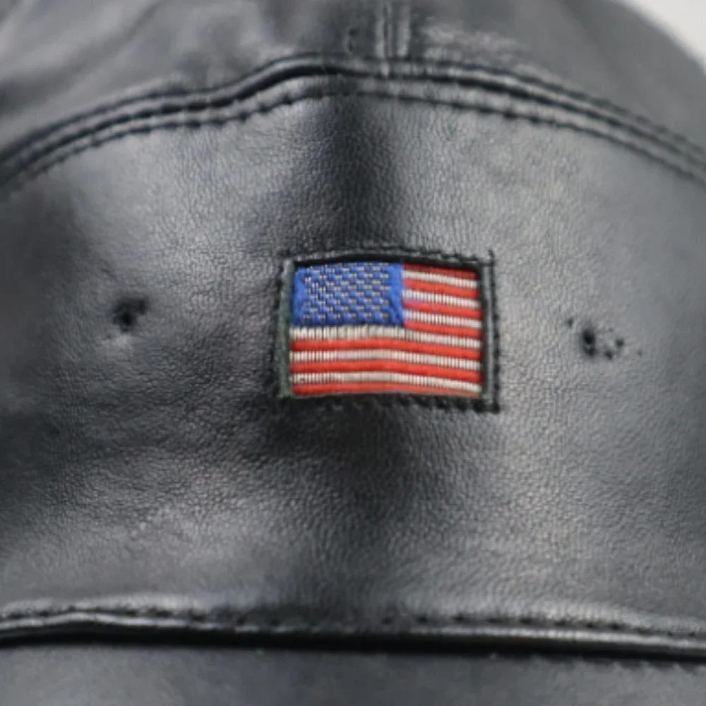 Henig Furs Leather Patriotic Cap